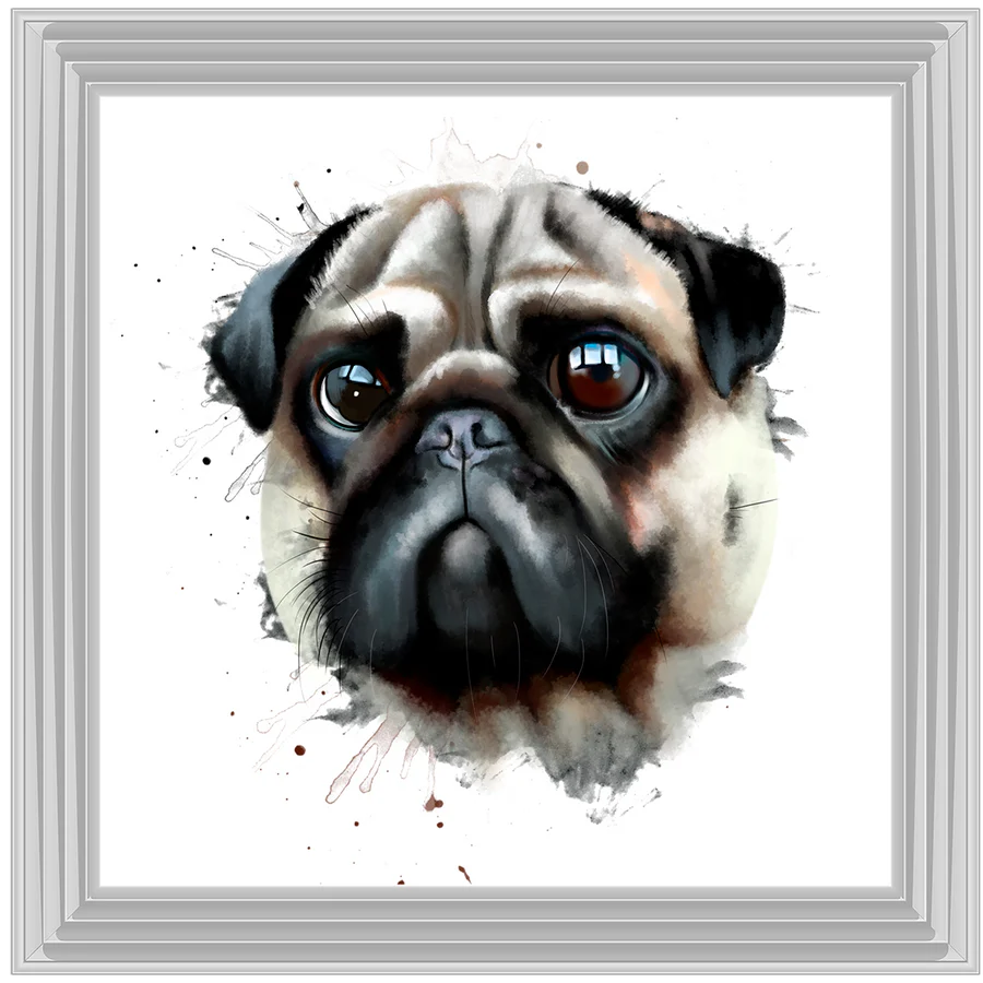 Artistic Pug Dog Portrait – Framed Picture