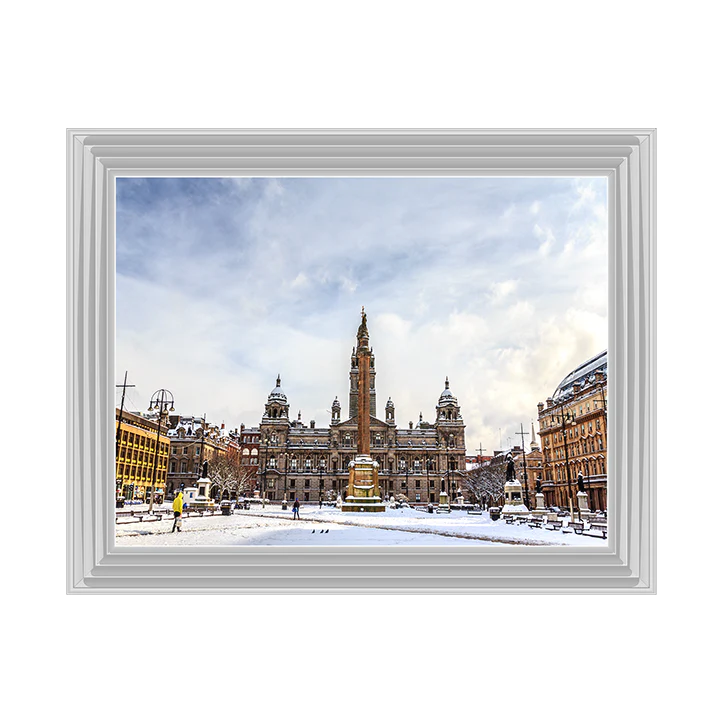 Glasgow George Square In Snow - Framed Picture