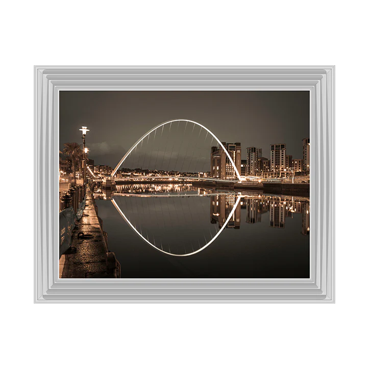 Black & White Gateshead Millennium Bridge - Framed Picture