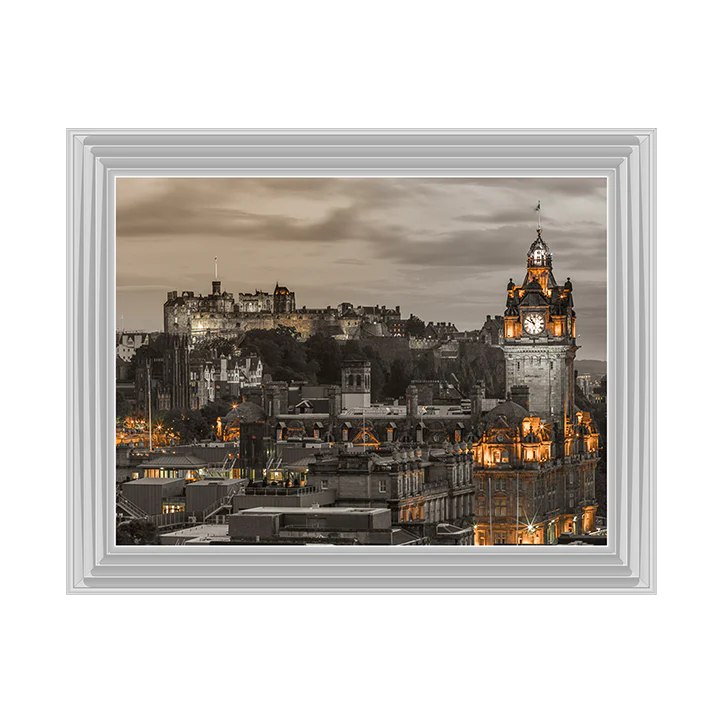 Edinburgh Castle & The Balmoral Hotel - Framed Picture