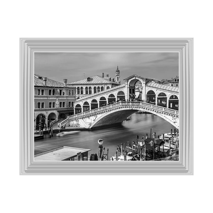 Black & White Venice Rialto Bridge - Framed Picture