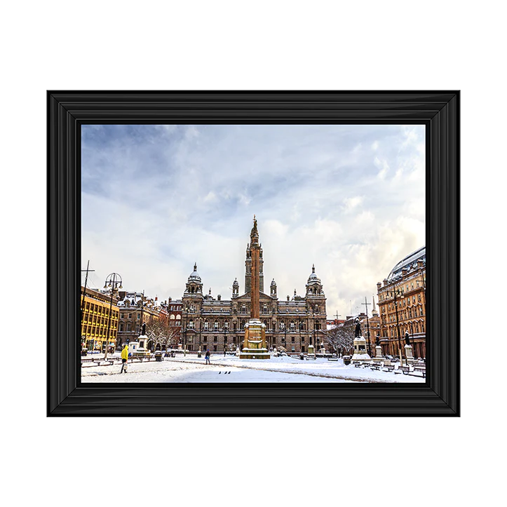 Glasgow George Square In Snow - Framed Picture