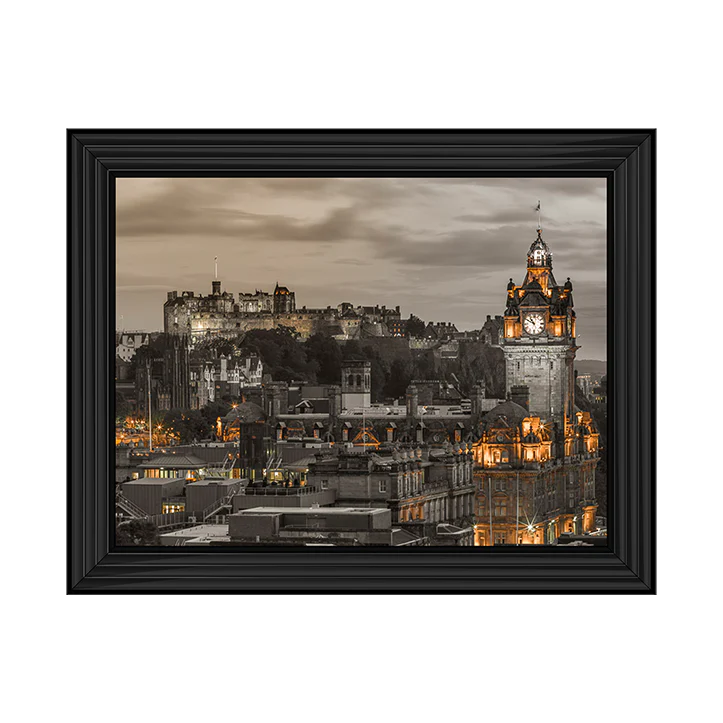 Edinburgh Castle & The Balmoral Hotel - Framed Picture