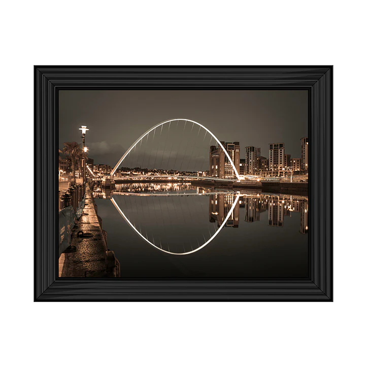 Black & White Gateshead Millennium Bridge - Framed Picture