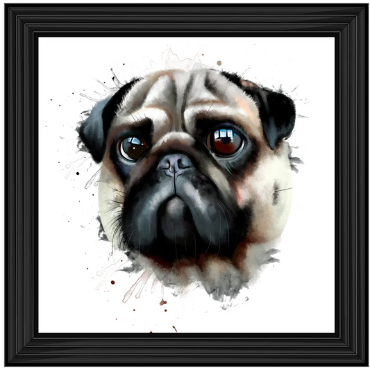 Artistic Pug Dog Portrait – Framed Picture