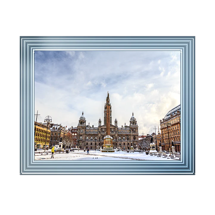 Glasgow George Square In Snow - Framed Picture