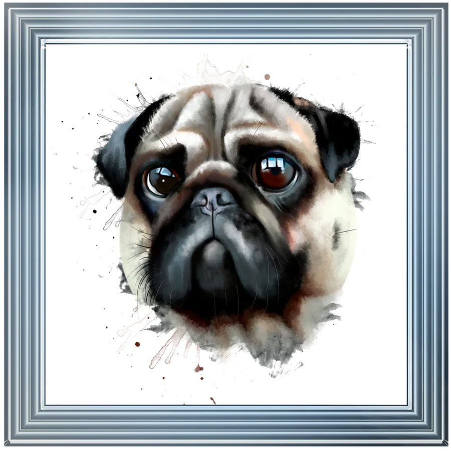 Artistic Pug Dog Portrait – Framed Picture