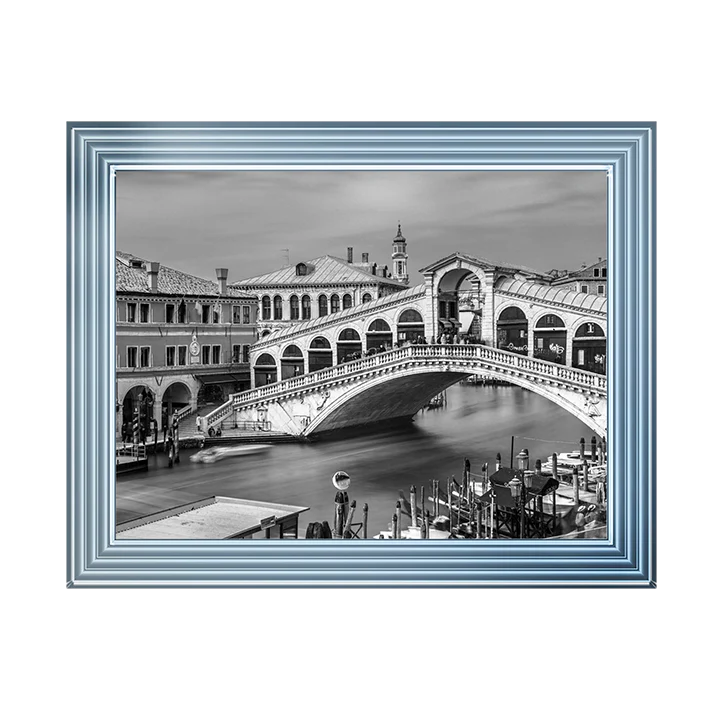 Black & White Venice Rialto Bridge - Framed Picture