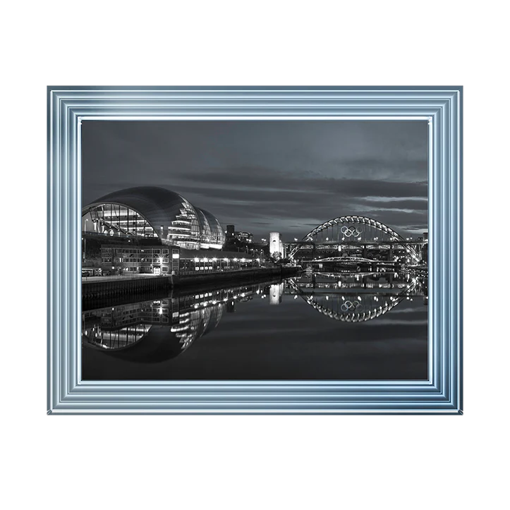 Black & White Newcastle Glasshouse & Tyne Bridge - Framed Picture