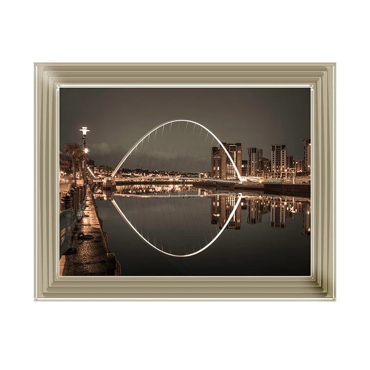 Black & White Gateshead Millennium Bridge - Framed Picture