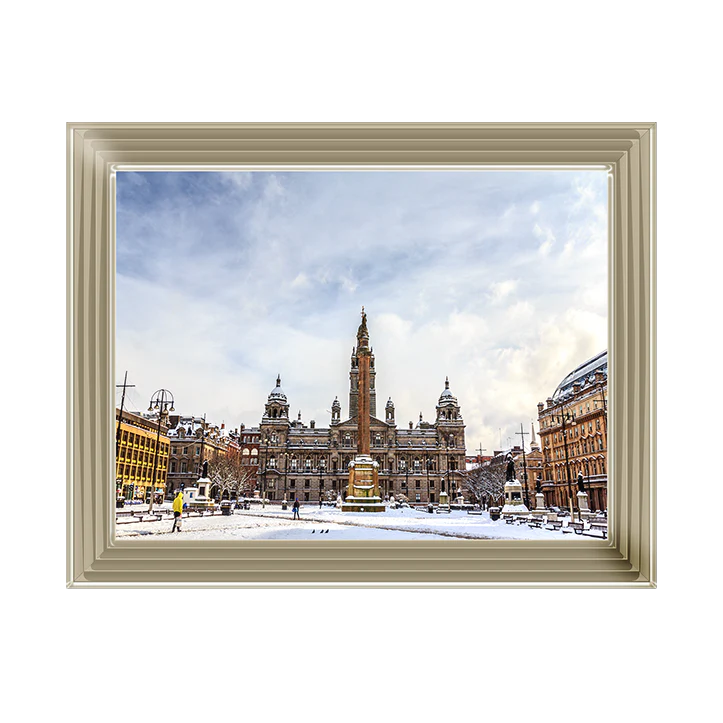 Glasgow George Square In Snow - Framed Picture