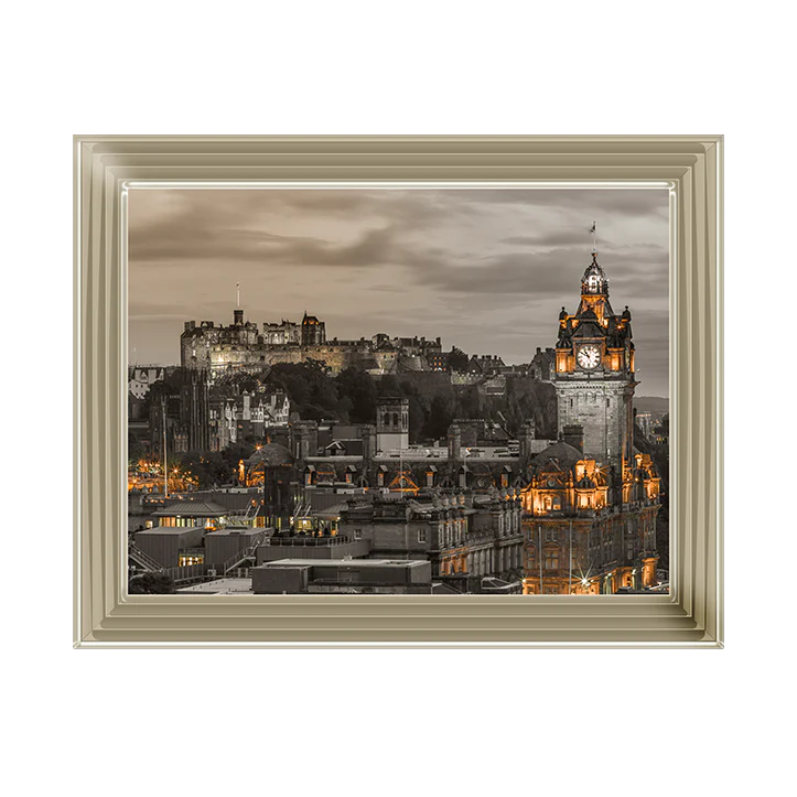 Edinburgh Castle & The Balmoral Hotel - Framed Picture