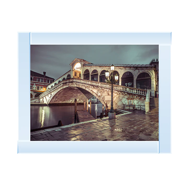 Venice Rialto Bridge At Night - Framed Picture