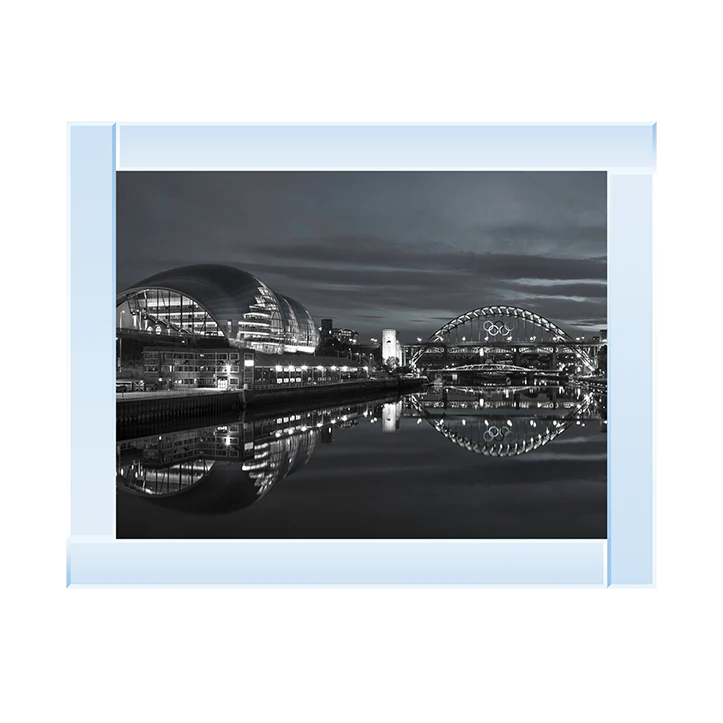 Black & White Newcastle Glasshouse & Tyne Bridge - Framed Picture