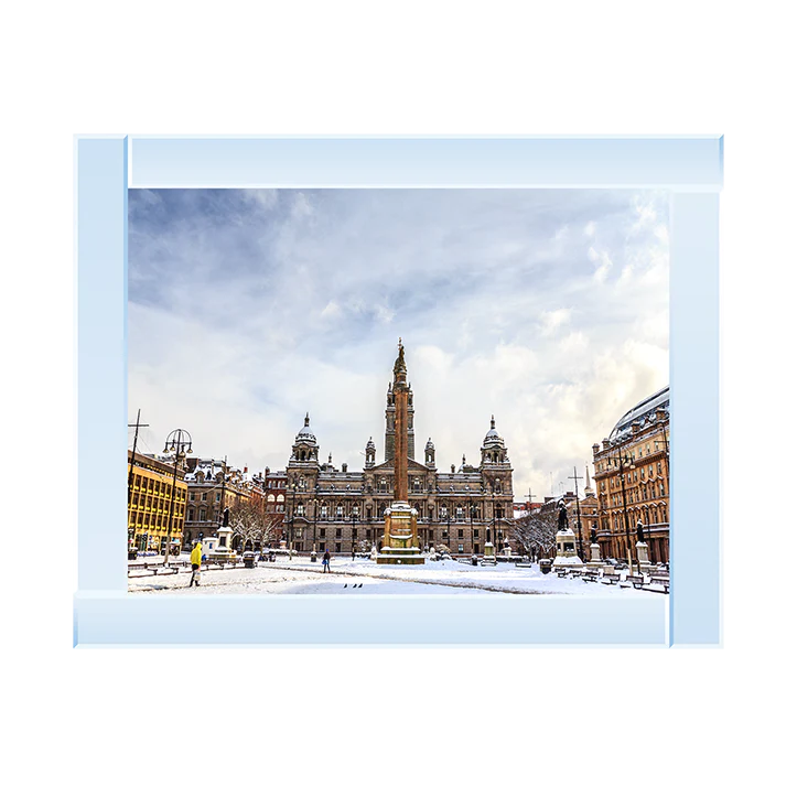 Glasgow George Square In Snow - Framed Picture