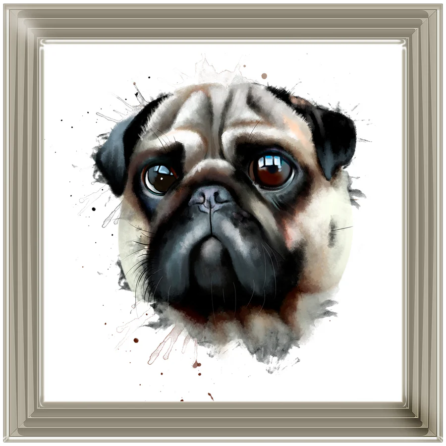 Artistic Pug Dog Portrait – Framed Picture