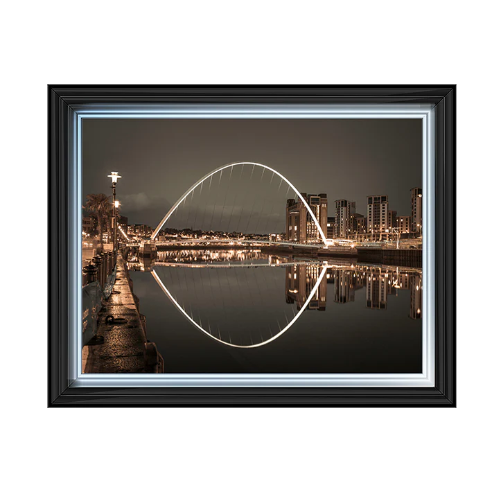 Black & White Gateshead Millennium Bridge - Framed Picture