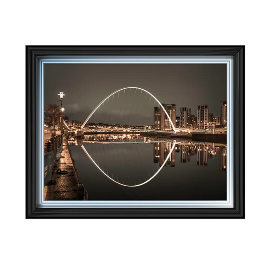 Black & White Gateshead Millennium Bridge - Framed Picture