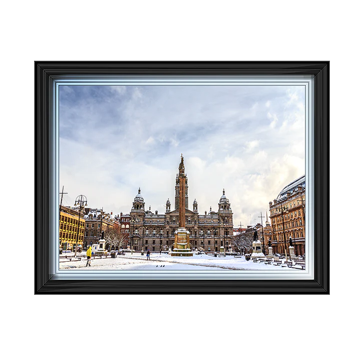 Glasgow George Square In Snow - Framed Picture