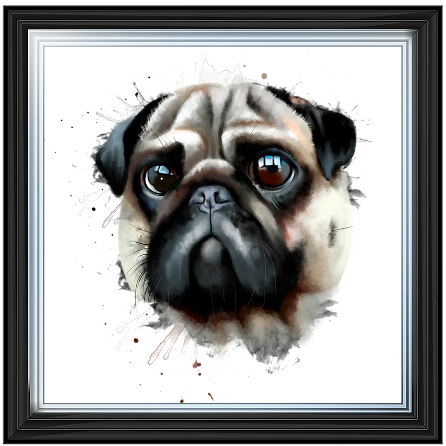 Artistic Pug Dog Portrait – Framed Picture