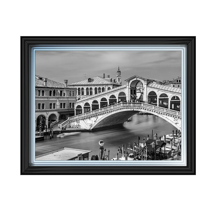 Black & White Venice Rialto Bridge - Framed Picture