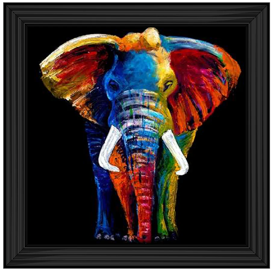 Colourful Elephant Abstract - Framed Picture