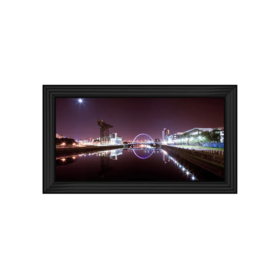 Lit Up Cityscape Of Glasgow - Framed Picture