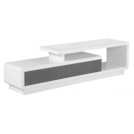 Calderdale - Large High Gloss TV Unit - White & Grey