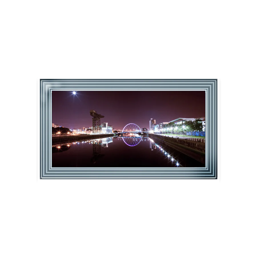 Lit Up Cityscape Of Glasgow - Framed Picture