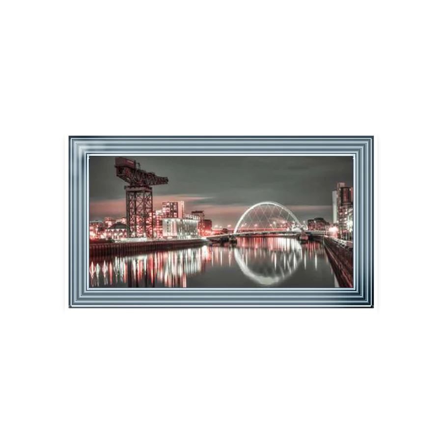 Glasgow River Clyde Cityscape At Night - Framed Picture