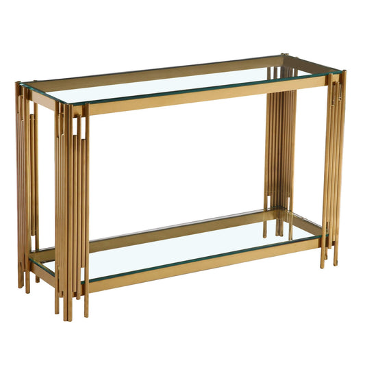 Clerkenwell - Console Table - Clear Glass & Gold Legs