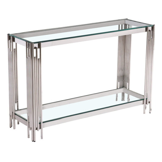 Clerkenwell - Console Table - Clear Glass & Silver Legs