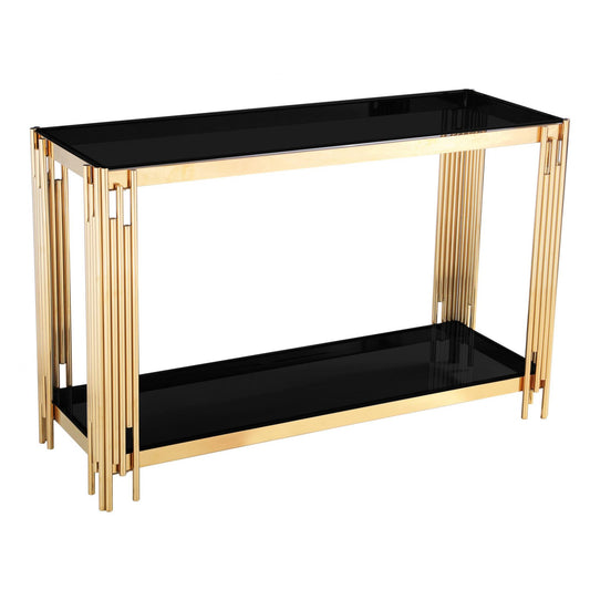 Clerkenwell - Console Table - Black Glass & Gold Legs