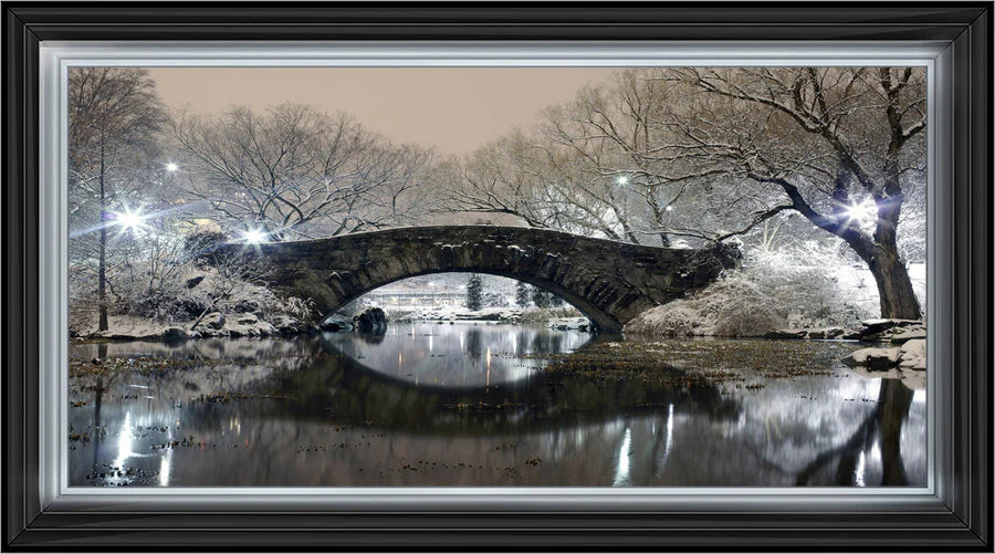 New York Gapstow Bridge In Winter - Framed Picture