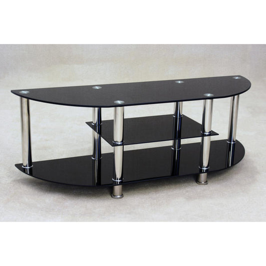 Brooklyn - TV Unit With Shelves - Black Glass