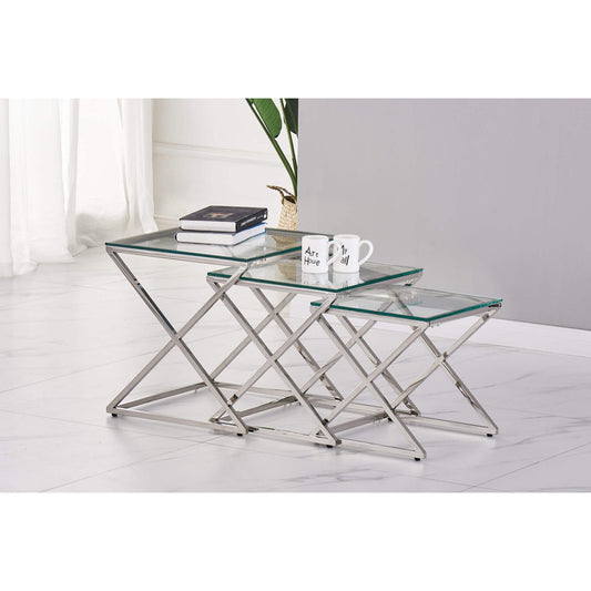 Chelsea - Nest Of 3 Tables - Clear Glass