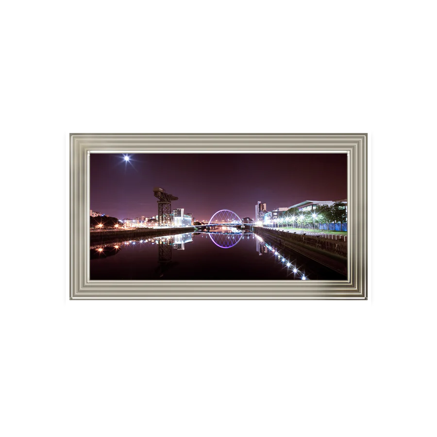 Lit Up Cityscape Of Glasgow - Framed Picture