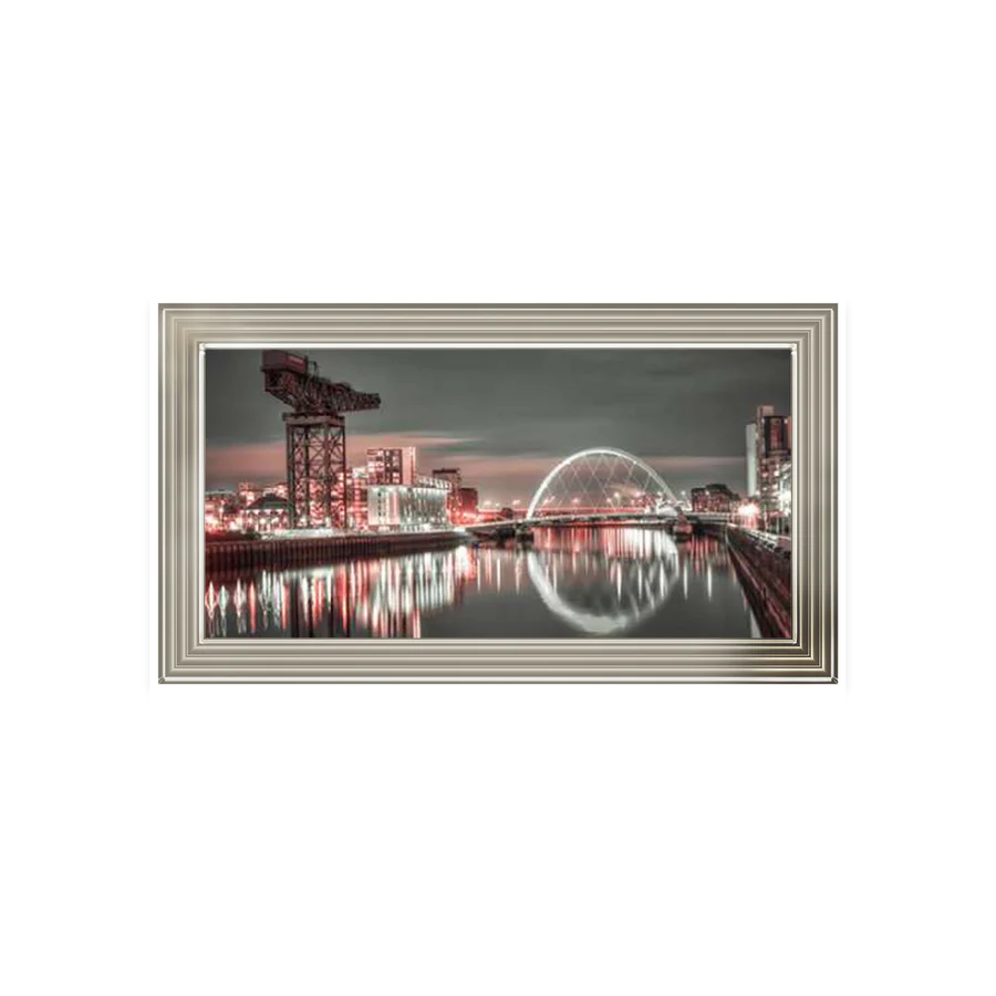 Glasgow River Clyde Cityscape At Night - Framed Picture