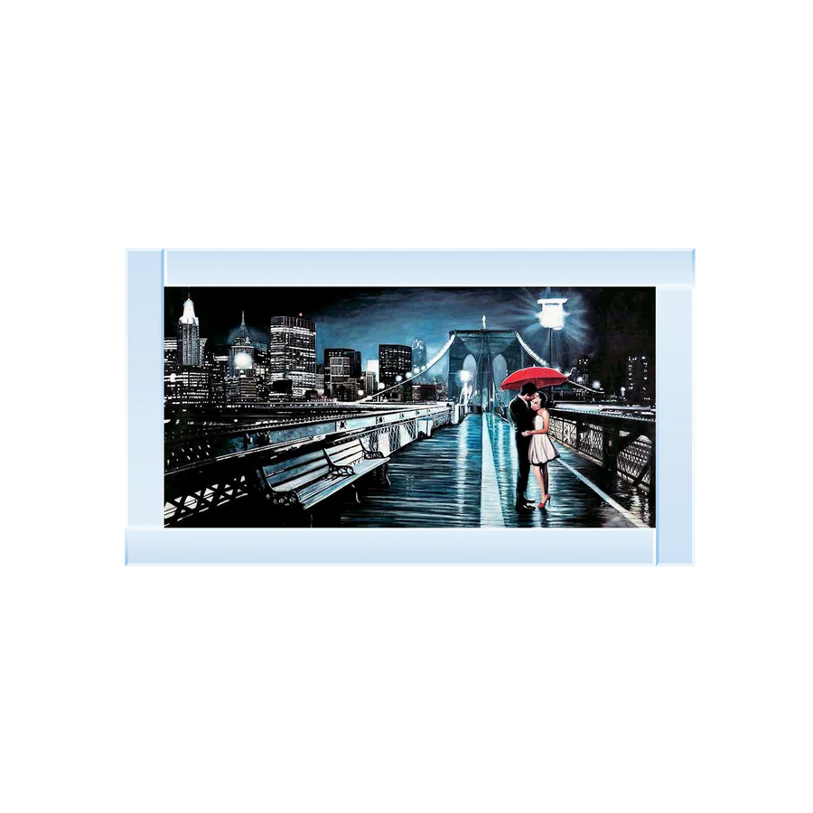 View Of Brooklyn Bridge At Night - Framed Picture