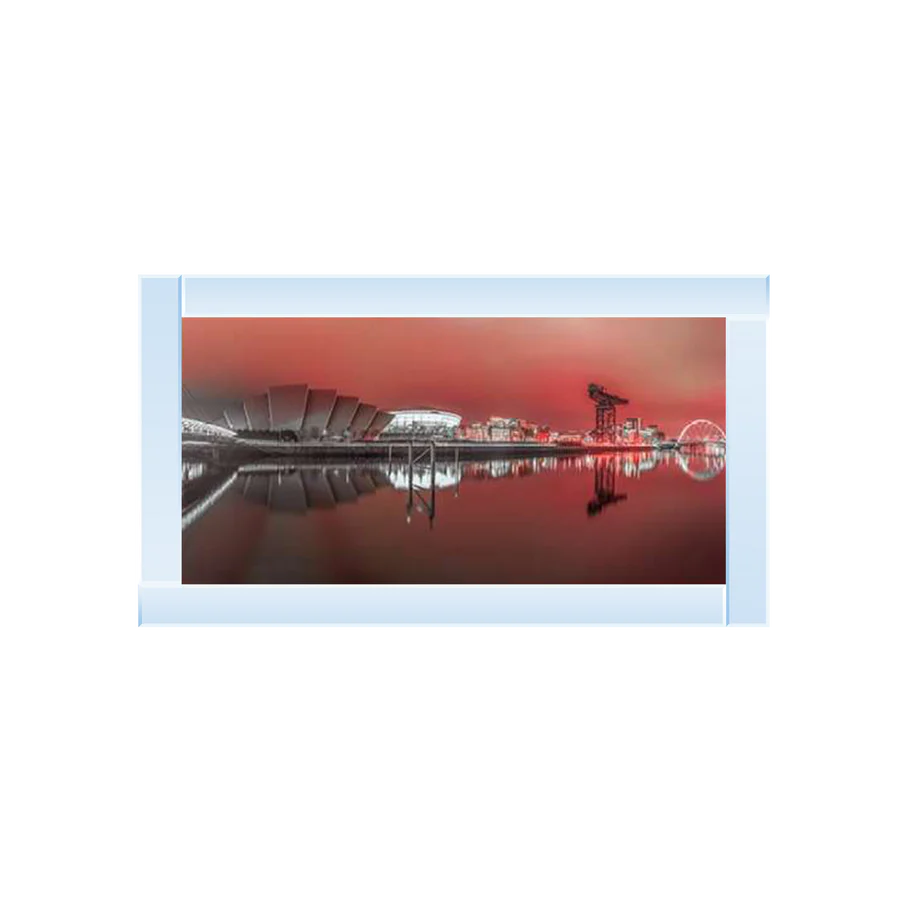 Glasgow River Clyde With Red Sky - Framed Picture