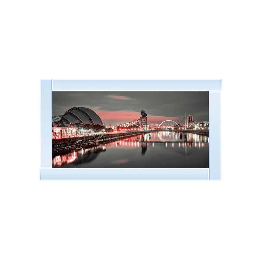 Glasgow Armadillo River Clyde With Red Sky - Framed Picture