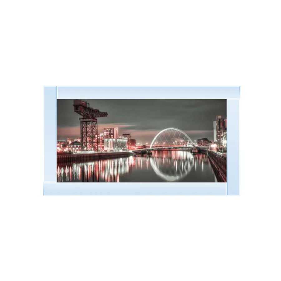 Glasgow River Clyde Cityscape At Night - Framed Picture