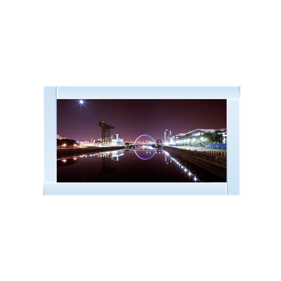 Lit Up Cityscape Of Glasgow - Framed Picture