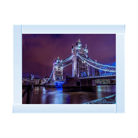 London Tower Bridge With Blue Lights - Framed Picture