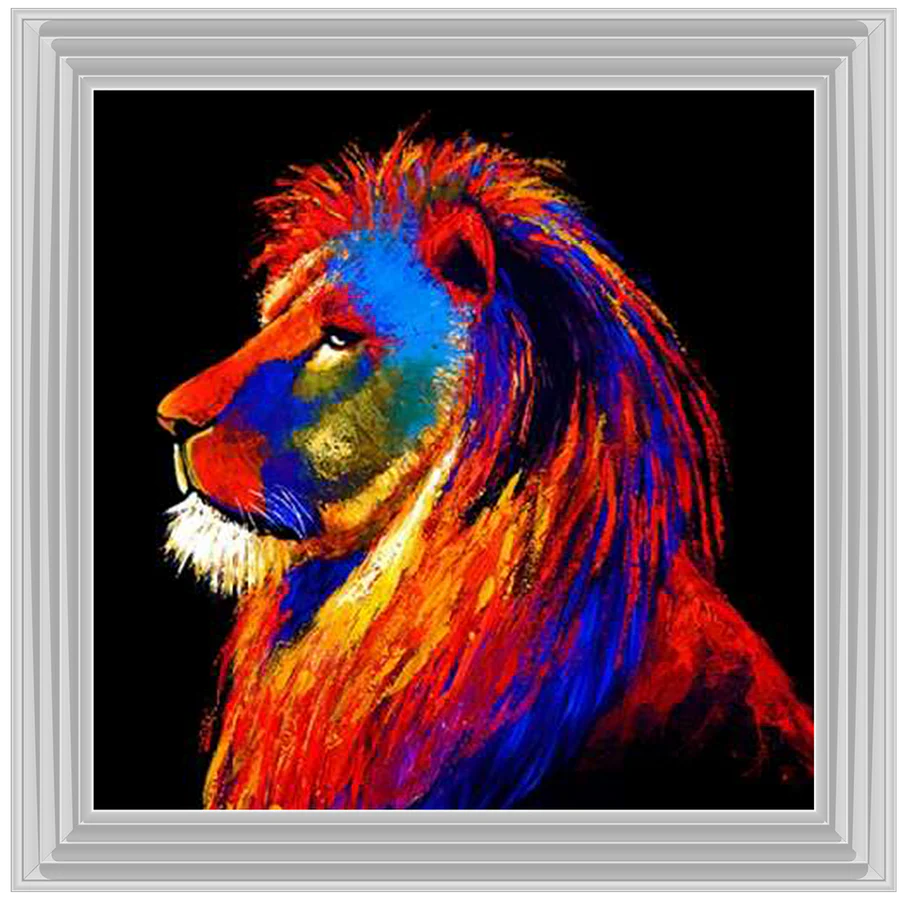 Colourful Lion Abstract - Framed Picture