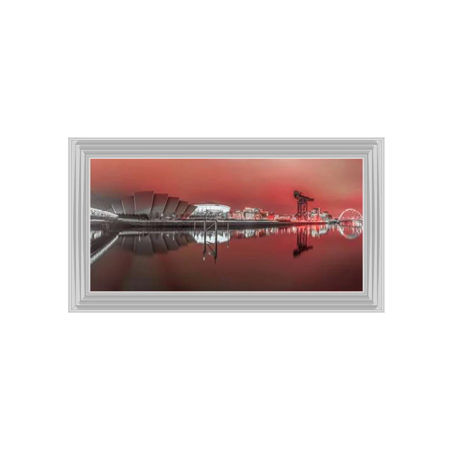 Glasgow River Clyde With Red Sky - Framed Picture