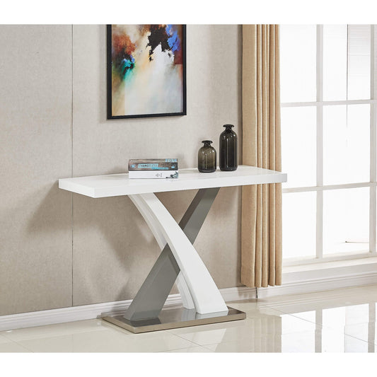 Halstead - Console Table - White & Grey High Gloss