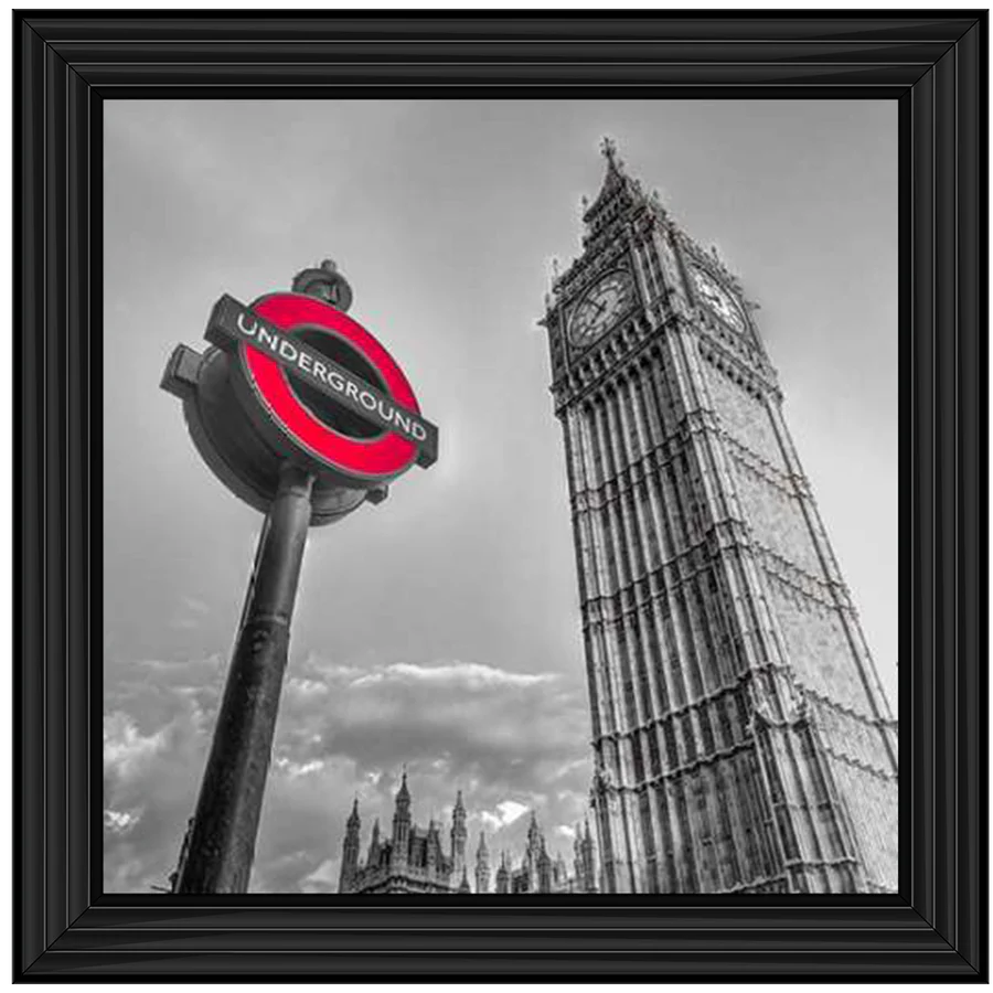 London Big Ben & Underground Sign – Framed Picture