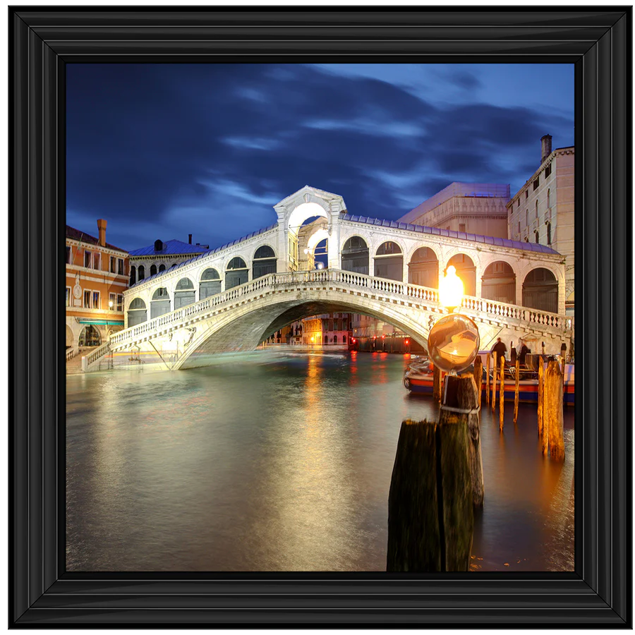 Venice Rialto Bridge At Dusk - Framed Picture