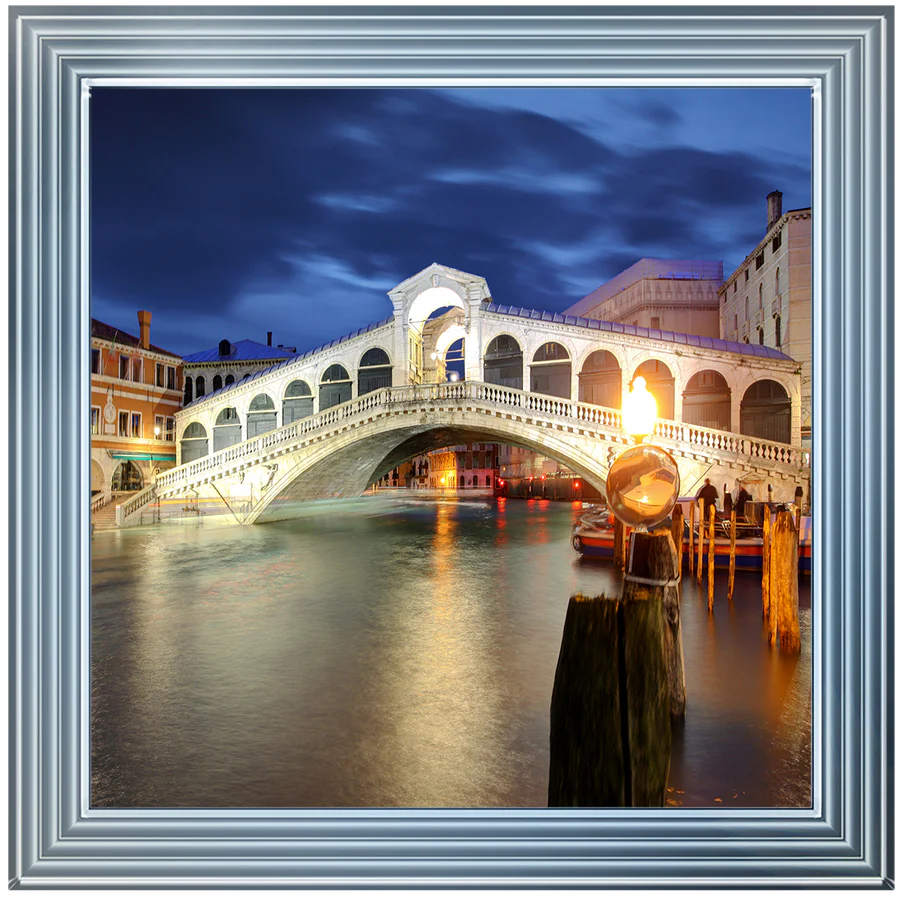 Venice Rialto Bridge At Dusk - Framed Picture